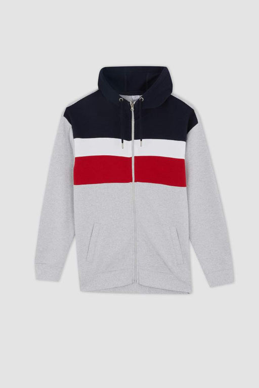 Толстовка Comfort Fit на мягкой подкладке на молнии - Defacto фото 9