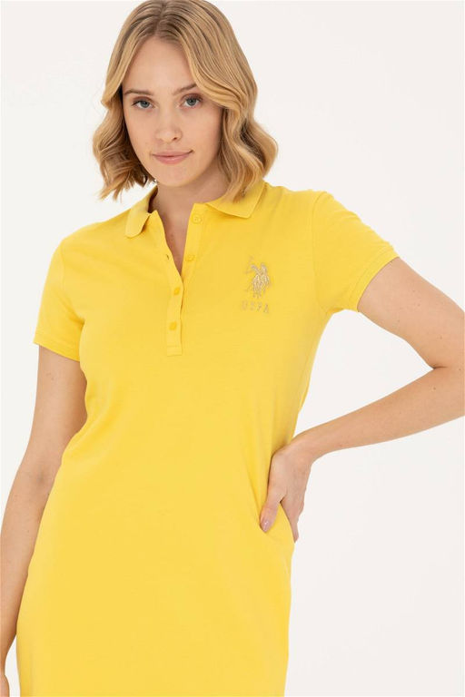 Женское желтое трикотажное платье - U.s. polo assn фото 11
