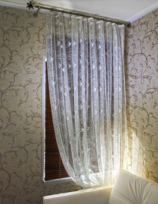 Арт. 323620/300, АЖУРНАЯ МАГНОЛИЯ, цвет кремовый, с эффектом ручной вязки., ГОТОВЫЕ ШТОРЫ, ширина 300 см x высота 270 см (на шторной ленте)