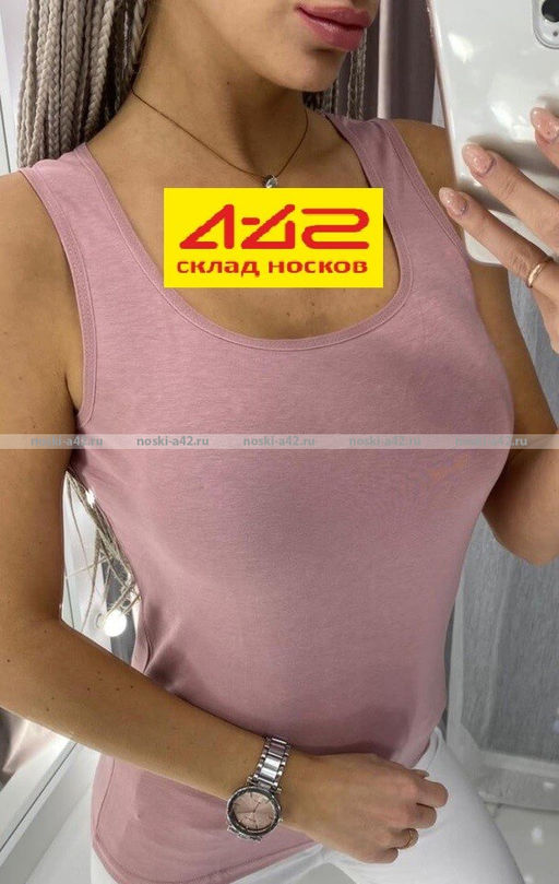 Цена за 1 шт. Майки женские Miss Emma Турция однотонные арт. 121 ПУДРОВЫЙ