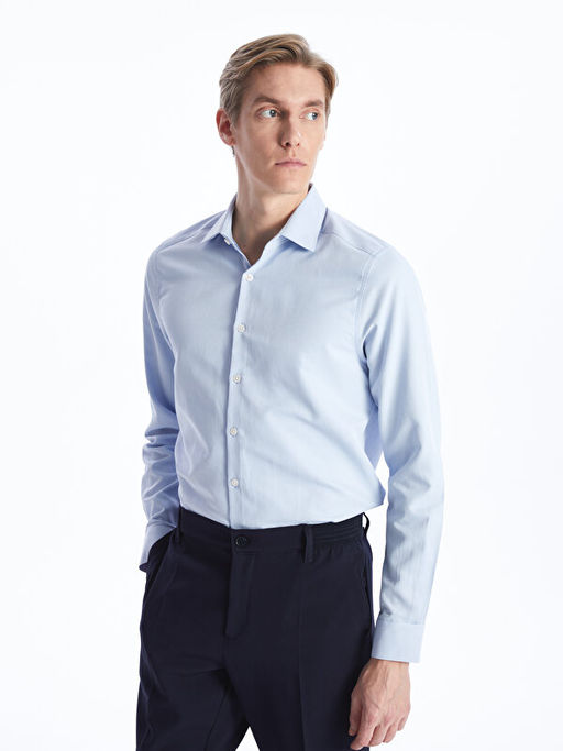 Slim Fit Uzun Kollu Gabardin Erkek G?mlek