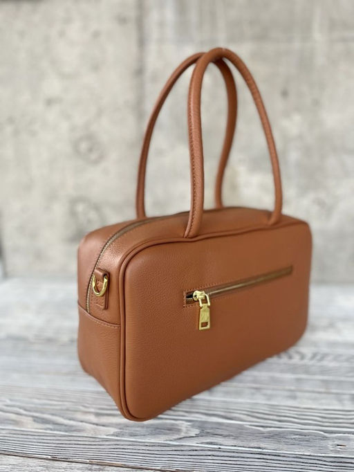 Женская кожаная сумка бочонок 1003 Браун