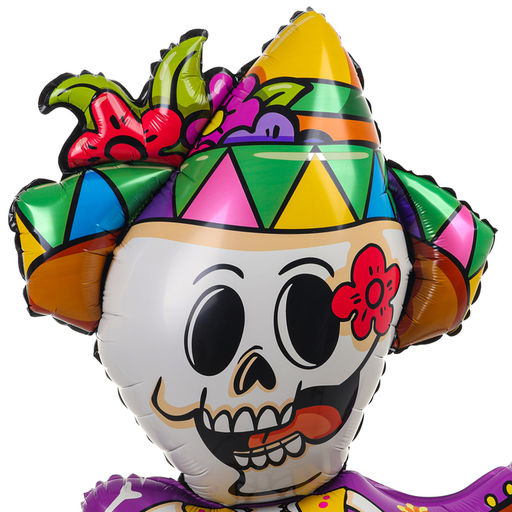 Воздушный шар фольгированный 49" «Скелет музыкант на подставке», под воздух