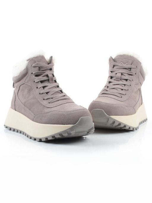 04-PAML08-3Z GRAY Ботинки зимние женские (натуральная замша, 100% шерсть, натуральный мех)