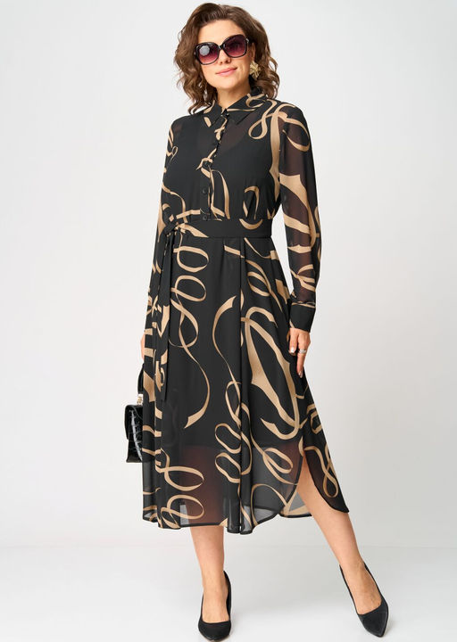 Платье EVA GRANT 7303 черный с принтом