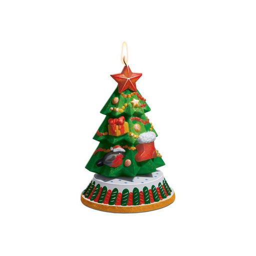 Парафиновая свеча с подсвечником Ёлочка