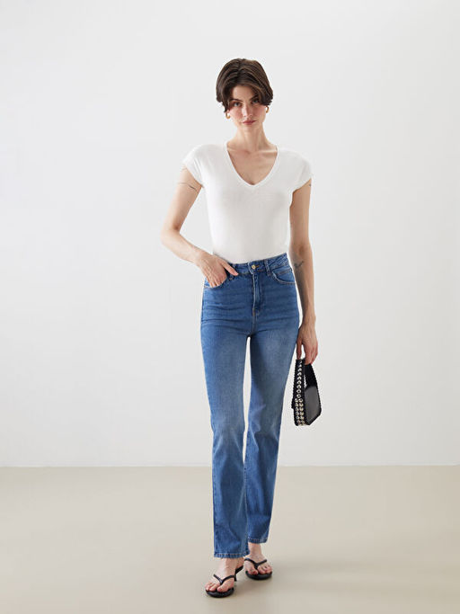 Crop Flare Kad?n Jean Pantolon