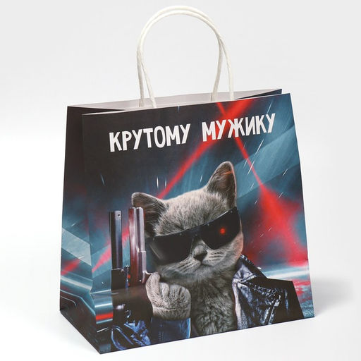 Пакет подарочный Мужику, 22 х 22 х 11 см - Дарите счастье фото 3