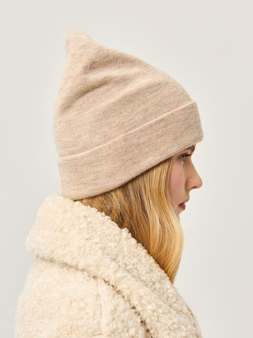 Шапка жен. шерсть+акр LB-J44017 beige melange
