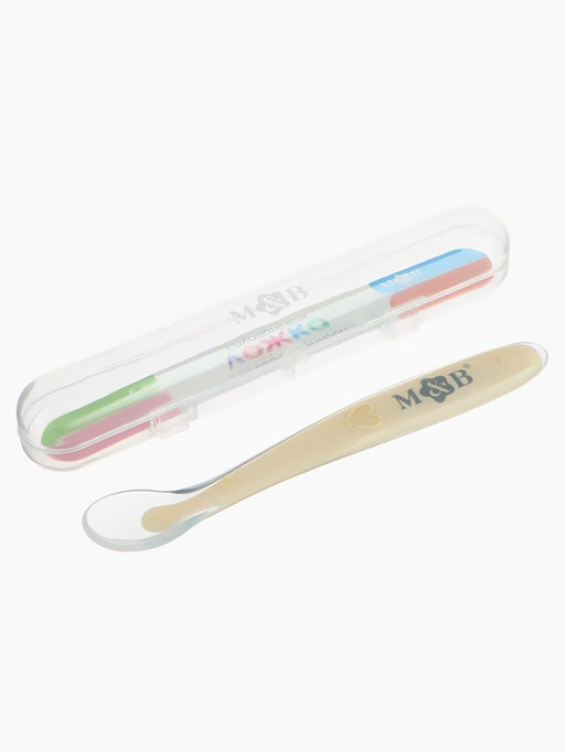 Mum&Baby Ложка для первого прикорма в контейнере, бежевая
