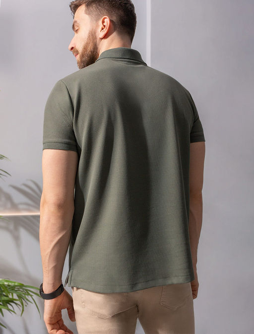 Поло Vilatte из хлопка хаки  фото 4