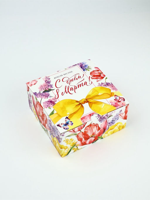 Цена за 2 шт. Подарочная коробка, упаковка, С 8 марта, яркие цветы, 15?15?7 см