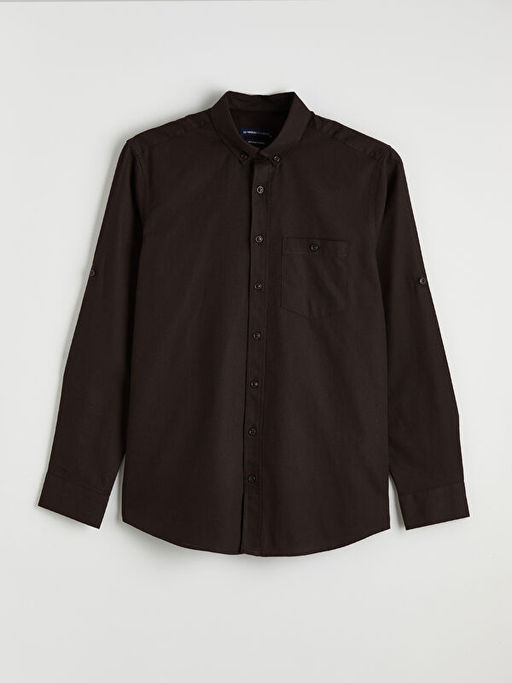 Regular Fit Keten Kar???ml? Erkek G?mlek