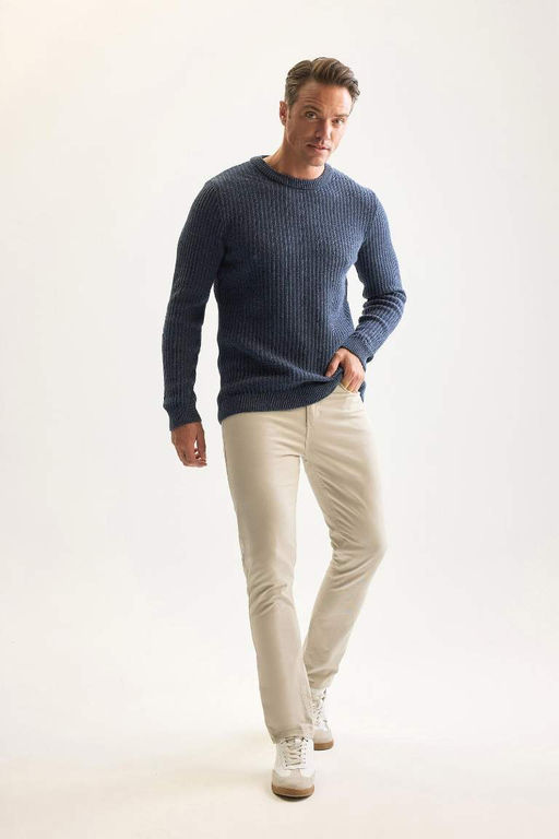 Standart Fit Bisiklet Yaka Dokulu Triko Kazak - Defacto фото 9