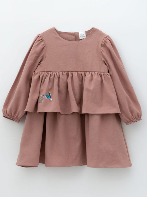 Платье хлопковое сухая роза, розовый - Lesi kids фото 28