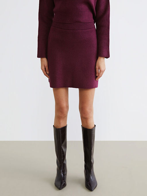 Beli Lastikli Triko Mini Etek