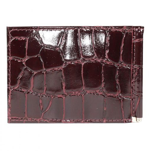 Зажим для купюр Premier-М-53 натуральная кожа (8 карм), бордо крокодил крупный (14) 207339  фото 2
