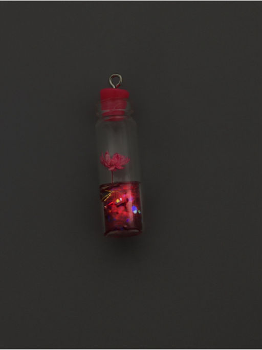 Цена за 5 шт. Подвеска для творчества акрил Бутылочка с цветком, светится в темноте, 1.1?1.1?4.2 см, МИКС