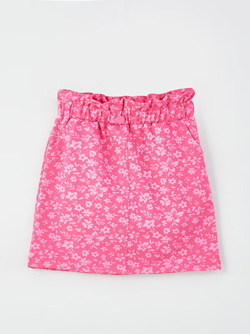 Bisiklet Yaka Bask?l? K?sa Kollu K?z ?ocuk Ti??rt ve Etek - Waikiki фото 3