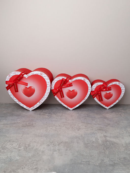 Коробка подарочная 3 штуки Сердце набор красная / 2218-175 /уп 36/ - ГалеонТрейд фото 5