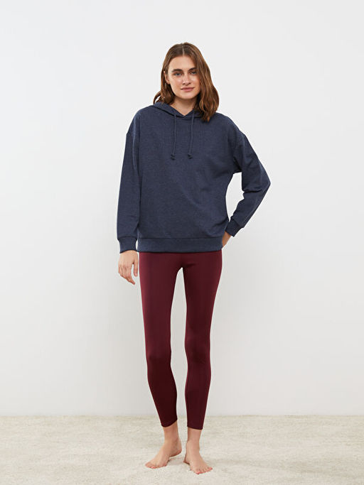 Kap??onlu D?z Uzun Kollu Kad?n Pijama ?st