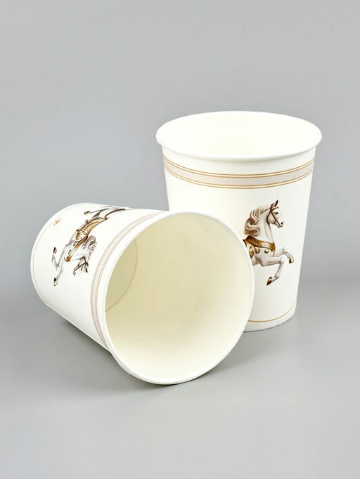 Цена за 10 шт. Стакан одноразовый бумажный Лошадь, карусель, белый (250 мл) - Страна карнавалия фото 3