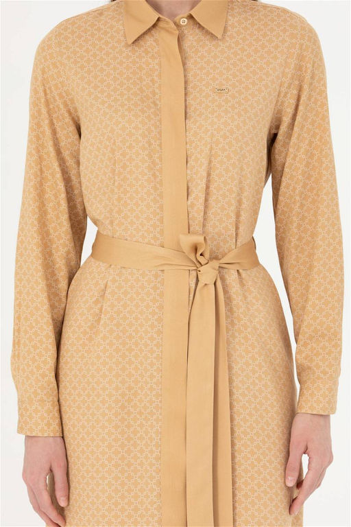 Женское тканое платье песочного цвета - U.s. polo assn фото 6