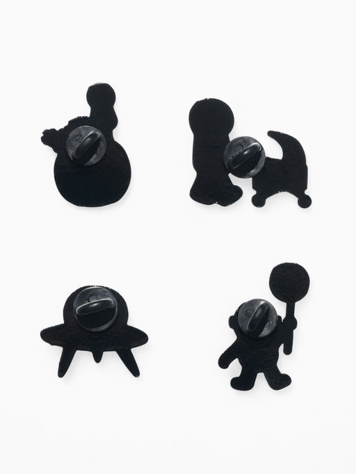 Набор значков (4 шт.) Космос, цветные в чёрном металле