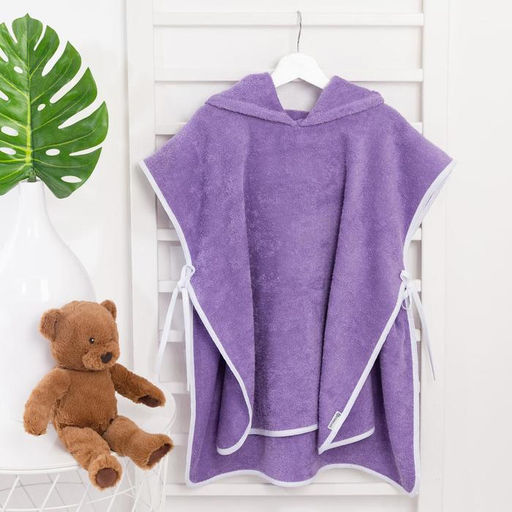 Полотенце-пончо Крошка Я Гномик, цвет сиреневый, размер 24-32, 100 % хлопок, 320 г/м2  фото 3