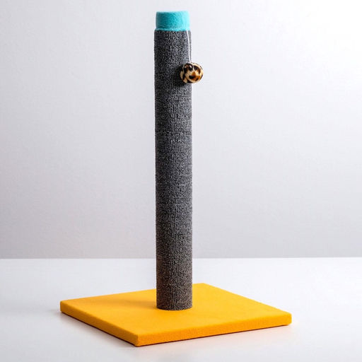 Когтеточка «Столбик» Lowcost ковролиновая с игрушкой, 54×31 см, микс цветов