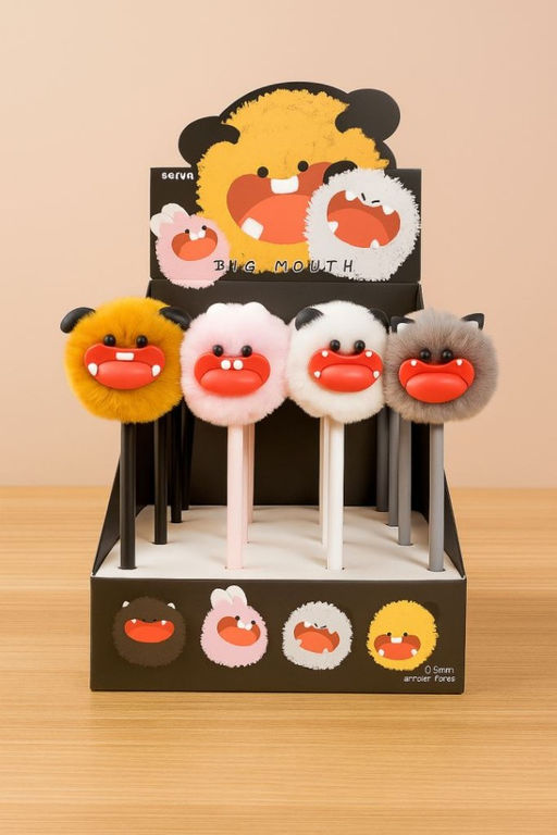 Ручка с помпоном "Big lipst", black