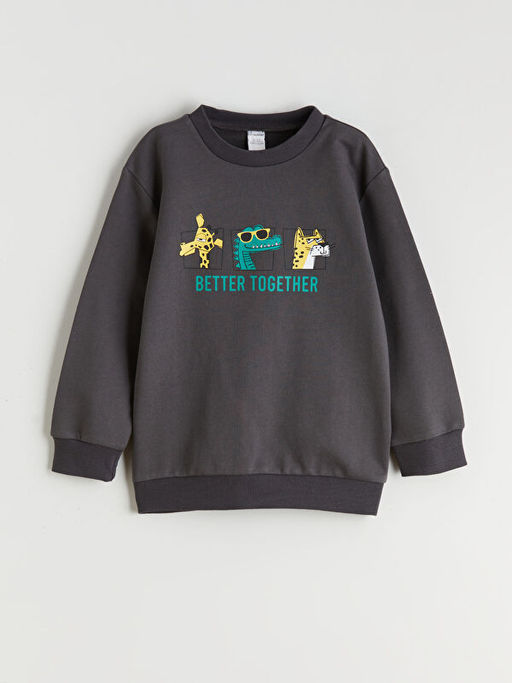 Hayvan Bask?l? Erkek ?ocuk Sweatshirt