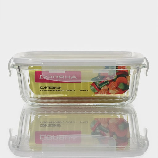 Контейнер для еды Доляна Basic, 640 мл, 1712.56.3 см, прямоугольный, жаропрочного стекло, прозрачный  фото 10