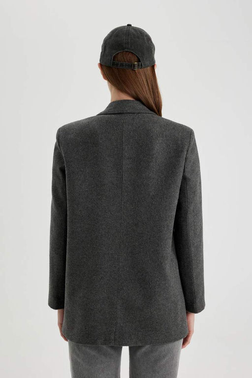 Фланелевая куртка-блейзер стандартного кроя с воротником - Defacto фото 10