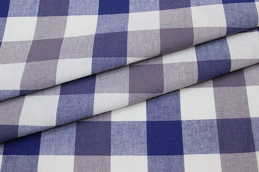 Вареный (стираный) хлопок Клетка (3.0*3.0см) цв.синий/лилово-серый, ш.2.5м, хл-100%,125гр/м.кв - Купава фото 3