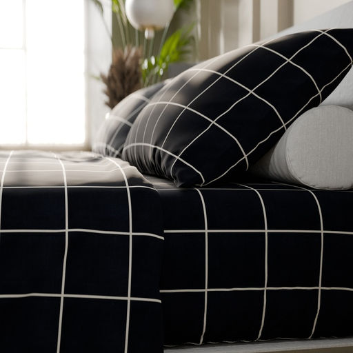 Постельное бельё Этель дуэт Клетка цвет чёрный 143х215-2 шт, 220х240, 50х70-2 шт, бязь, 125 г/м2  фото 9