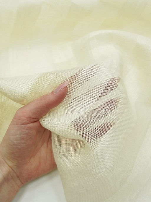 Лен декоративный Сетка с широкой полоской цв.шампань, ш.2.6м, лен-100%, 95гр/м.кв - Купава фото 4