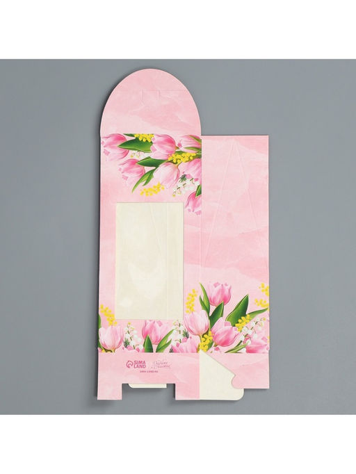 Цена за 5 шт. Коробка кондитерская, упаковка, «8 Марта», 9 х 19 х 6 см