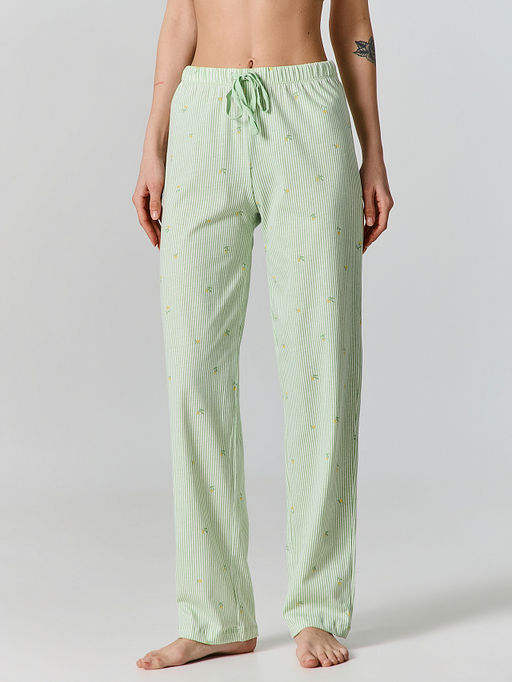 Брюки домашние женские зеленые в полоску - Mark formelle фото 2
