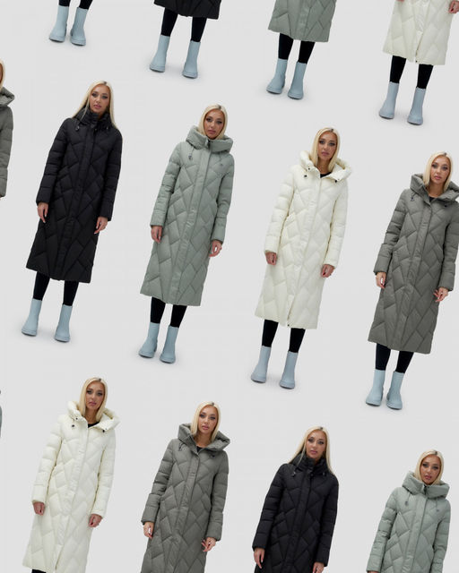 Пальто утепленное стеганное зимнее с капюшоном женское цвета хаки 9612Kh - Mtforce фото 17