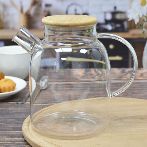 Чайник стеклянный с бамбуковой крышкой 1700 мл в подарочной упаковке арт.HB19 /МФК/  фото 6