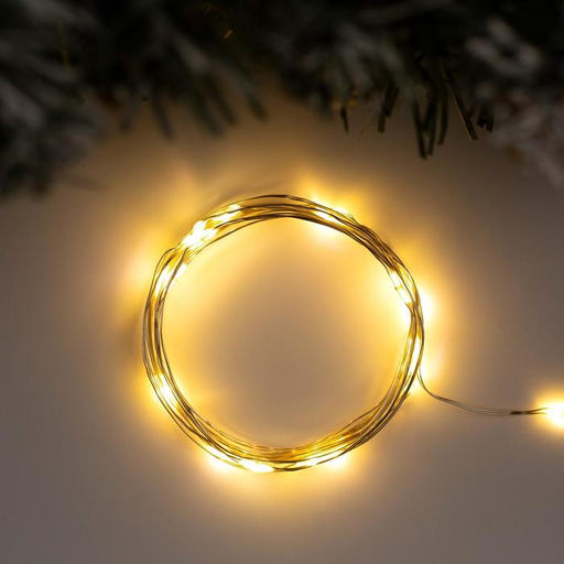 Цена за 2 шт. Гирлянда «Нить» 2 м роса, IP20, серебристая нить, 20 LED, свечение тёплое белое, USB