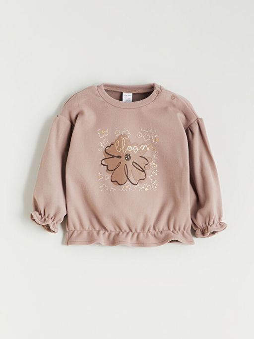 ?i?ek Bask?l? F?rf?rl? K?z Bebek Sweatshirt ve E?ofman Alt?