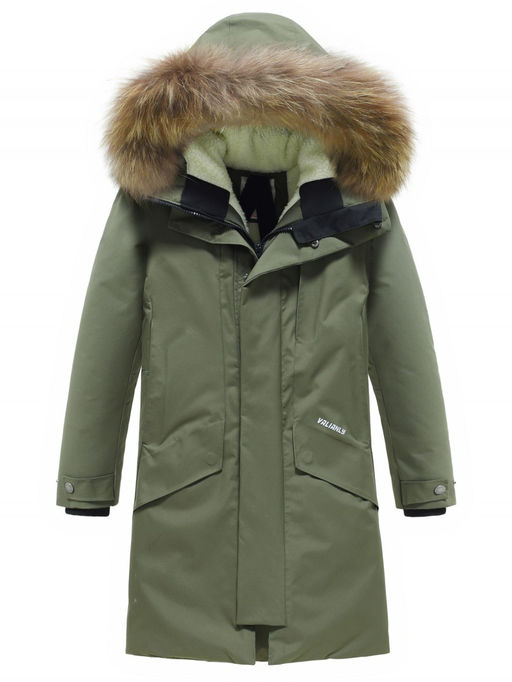 Парка зимняя подростковая для мальчика с капюшоном и мехом цвета хаки 9535Kh - Mtforce фото 8