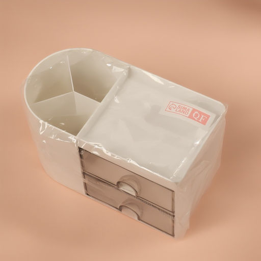 Органайзер для хранения косметики, многоуровневый, 3 секции, 2 ящика, 18×10×10 см, белый, чёрный