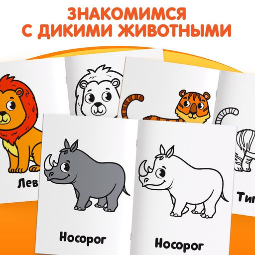 Цена за 2 шт. Раскраска «Дикие животные» 16 стр., 2+