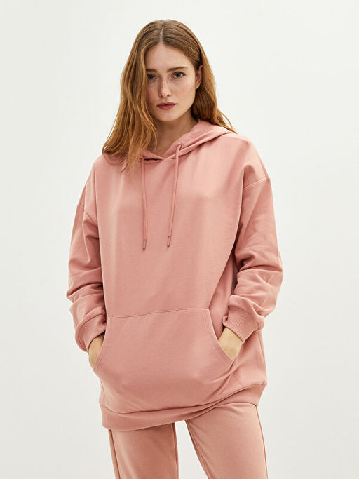 Kap??onlu D?z Uzun Kollu Kad?n Sweatshirt - Waikiki фото 3