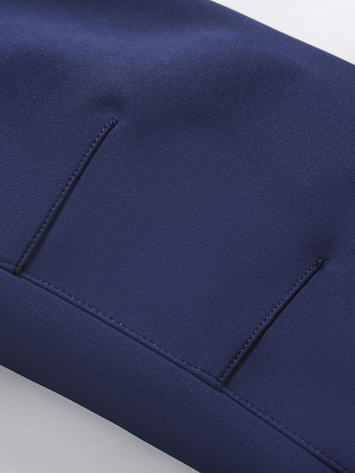 Парка женская софтшелл виндстоппер удлинённая с капюшоном темно-синего цвета 9618_1TS