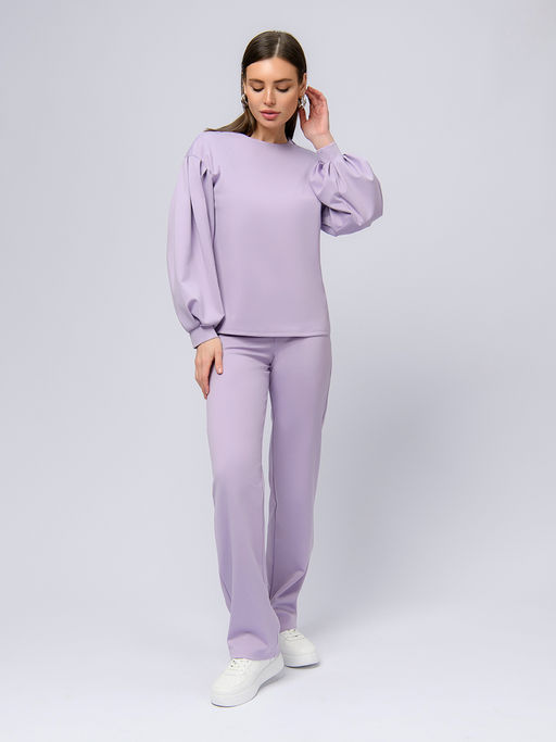 Блуза светло-сиреневого цвета с длинными объемными рукавами - 1001dress фото 2