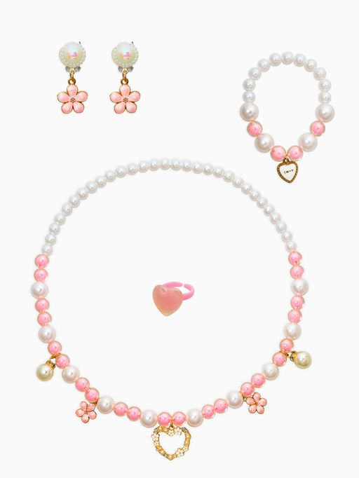 Набор детских украшений "Выбражулька" нежность, 4 предмета: клипсы, кольцо, бусы, браслет